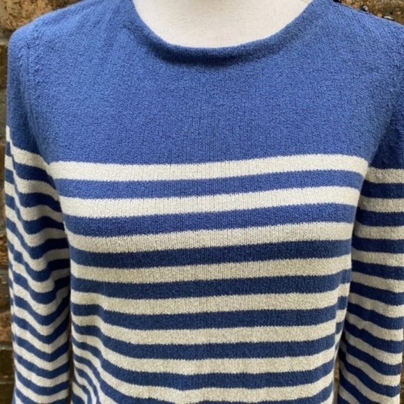 J. Mclaughlin Striped Cotton Sweater Size Medium Blue Pullover Polyamide. - Picture 2 of 7